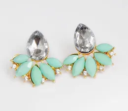 new hot High-end lady flash set gem branches and leaves temperament ear stud personality simple fashion classic exquisite elegance
