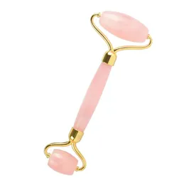 Newest Double Head Strong Welded Jade Roller Natural Crystal Face Roller Rose Quartz Facial Roller Face Massager