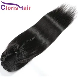 New Arrival Brazilian Virgin Human Hair Silky Straight Ponytail Drawstring Ponytail With 2 Clips In Natural Hair Extensions For Black Women