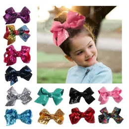 Europe Fashion Baby Girls Barrettes Sequins Bowknot Bobby Pin Hair Clip Kids Candy Färg Hårstolar Barn Hår Tillbehör 6 Färger