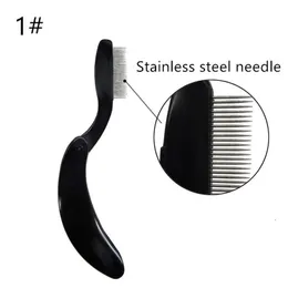 New Foldable stainless steel needle eyebrow comb tool eyelash curving plastic handle eyebrow comb professional cosmetic tool DHL free