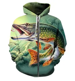 New Fashion Unisex Sweatshirt hoodies Men Women Tropical Fish Sweatshirts Harajuku Oversized ZIPPER Jacket Clothes