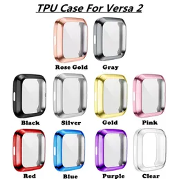 TPU カバー Fitbit Versa 2 スクリーンプロテクターケース電着時計ケース Fitbit Versa 2 時計保護フレームシェル