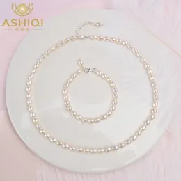 Gioielli ASHIQI bambini regola più set vero e proprio mini naturale perla Neclace braccialetto per ragazza del capretto Regalo bello