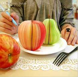 Wholesale-1PC Fruit Scrapbooking Note Memo Pads Portable Scratch Paper Notepads Post Sticky Apple Pear Shape OBN002