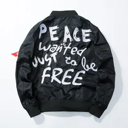 Mens Jackets And Coats Hip Hop Jacket Men Clothes Cotton Embroidery Peace Jacket Zipper Coat Men Bomber Us Size
