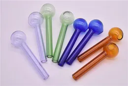 Cheap wholesale colors oil Burner pipe glass pipes - Pyrex glass oil burner pipe 7cm length 2cm round head smoking pipe