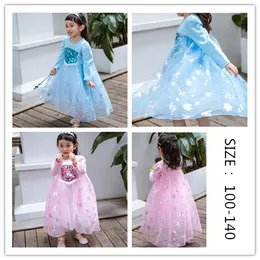 Tjej snö drottning prinsessan klänning baby kostym halloween party cosplay fancy dresses barn paljetter kjolar hhc 003