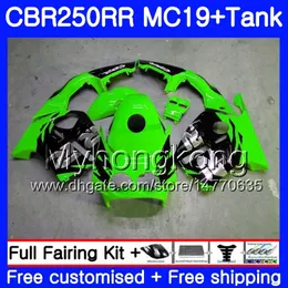 Injektionsformkropp + tank för Honda CBR 250RR 250R CBR250RR 88 89 261HM.1 Grön svart Hot CBR 250 RR MC19 CBR250 RR 1988 1989 Fairings Kit
