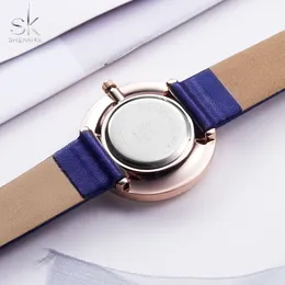 Shengke marka kwarcowa para zegarek zegarków skórzane zegarki dla miłośników czarne proste kobiety kwarcowe zegarek na rękę na rękę na rękę 303R