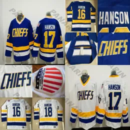 Charlestown Men's 16 Jack Hanson Jerseys 17 Steve Han Hockey Jersey Bordado Vintage 18 Jeff Hanson CCM Hockey Jerseys