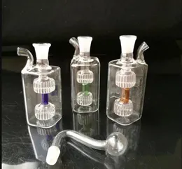 Accessori per bong in vetro con vaso quadrato piccolo, pipa colorata Tubi in vetro curvo per fumatori Tubi per bruciatori a nafta Tubi per l'acqua Dab Rig Bong in vetro