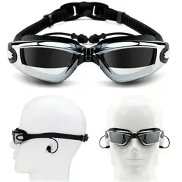 Myopia плавательные очки для очки для ушей Professional Professional Whult Silicone Cap Cap Cap Pool Antizes Anti Fog Men Women Optical Водонепроницаемые очки FT107