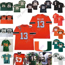 Miami Hurricanes Football Jersey NCAA College Reginald Wayne Michael Irvin Mark Walton Clive Walford Vernon Carey Jr. THE ROCK Testaverde