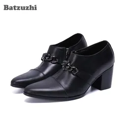 Fashion Party Batzuzhi Bota Homens Pointed Toe couro macio tornozelo Homens Botas 7cm Salto Alto deslizamento sobre Negócios Bota Masculina! US6-12