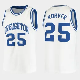 Creighton Bluejays College Kyle Korver #25 Maglia da basket retrò bianca Maglie con nome numero personalizzato cucite da uomo