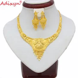 Adixyn Dubai Tassel Naszyjnik Kolczyki Zestaw Biżuteria Dla Kobiet / Dziewczyna Złoty Kolor Afryki / Etiopski / Indie Wedding / Party Jewelry N112414