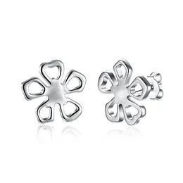 Pläterad Sterling Silver Flower King Ear Earring DJSE53 Storleksdiameter: 1,4cm; Helt nya Kvinnors 925 Silver Plate Stud Smycken Örhängen