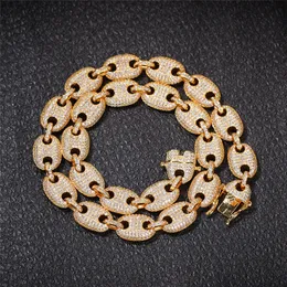 18-30-Zoll Hip Hop Gold Sier Bling Eced Full Cz Kaffeebohnenkette Halskette Armband Schmuck für Männer