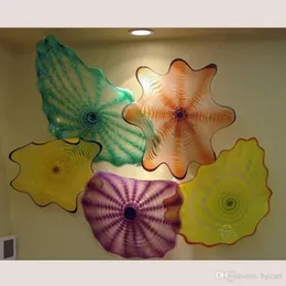 Multi Color Blown Glass Plate Moroccan Flower Modern Design Hänge Lampa LED Modern europeisk stil taklampa