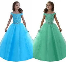 Custom Made Lovely Girl's Pageant Dresses Off Shoulders Crystals Beaded Corset Back Flower Girl Dresses Organza Kids Formal Wear