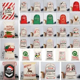 Sacos de Natal Grande Orgânica Pesada Bolsa De Lona Santa Saco Drawstring Bagwith Renas Santas Claus Sackd BagsPara Kid 36styles