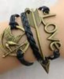 Wholesale-hungry game bracelets love Infinity bracelets arrow charm leather bracelet jewely for man and woman lover 20pcs/lot
