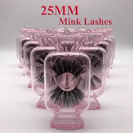 25 mm Long 3D Mink Eyelashes Private Label Logo Mink Eyelash Extensions Dramatic Thick Mink Lashes Cruelty free Fluffy Natural False Lashes