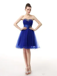 Gorąca Sprzedaż Shining Homecoming Dresses Sexy Royal Blue Organza Krótkie Prom Graduation Cocktail Dresses Custom Made Party Suknie B23