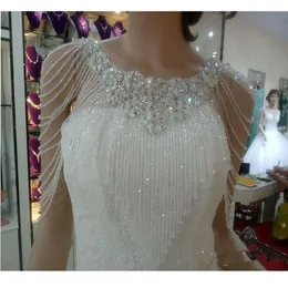 2020 Luxurious Bling Bling Crystal Rhinestone Bridal Wraps Lace Appliques Beaded Wedding Shawl Jacket Bolero Jacket Women Accessories