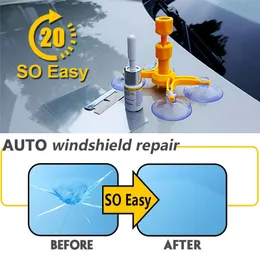 DIY -bil Vindrutan Reparationssats Auto Cracked Windcreen Glass Set Quick Fix Wind Scratch Polerings Tool297L