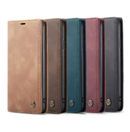 Caseme Leather Fodral för iPhone 13 12 11 Pro Max Mini 8 Plus Samsung Galaxy S10 S20 S21 Magnetic Case