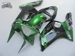 Anpassade injektionsfeudings kit för Kawasaki 2003 2004 Ninja ZX6R ZX636 03 04 ZX-6R 636 Grön svart ABS plastkroppsreparationssatser