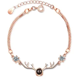 MOONROCY Rose Gold Color CZ Bracelet Crystal Opal Cubic Zirconia Deer Bracelet Jewelry for Women Gift Dropshipping Wholesale
