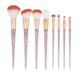 8 st/set Crystal Makeup Borstar Set Powder Foundation Ögonskugga Blush Brush Kit Professionell blandning makeup borstar Skönhetsverktyg HHA-378