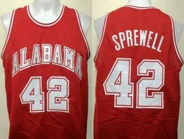 Tide Alabama Crimson College Latrell Sprewell #42 Retro baskettröjor för män.