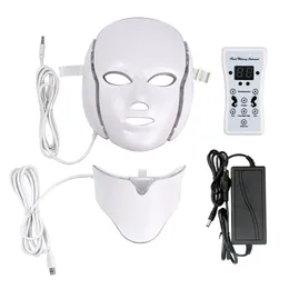 7-Farben-LED-Lichttherapie-Gesichtsschönheitsmaschine LED-Gesichtshalsmaske mit Mikrostrom für Hautaufhellungsgerät DHL-freier Versand