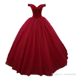 Imagem Real Vermelho Quinceanera Vestido Barato 2019 V Neck Frisado Espartilho Doce 16 Vestidos de Festa À Noite Vestido De 15 Anos Pageant 220f