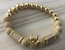 Nuovi braccialetti da uomo con corona intrecciata a forma di cilindri trasparenti CZ Gioielli regalo per feste con perline in ottone di alta qualità all'ingrosso