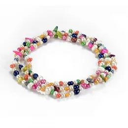 Multicolor Pearl Pearl Naszyjnik Kolorowe Hodowane Prawdziwe Perły Kobiet Biżuteria Prezent 60 cali Długie 5 sztuk