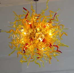 Lampy 100% Usta dmuchane borokrzemianowe Murano Szklane żyrandole Light Art Decoration Gold Wisiorek Sufit Oświetlenie