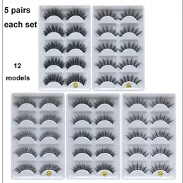 3D Eye Lashes Grube fałszywe rzęsy 5 par fałszywe rzęsy Makijaż oczu Norek fałszywe rzęsy Miękkie Naturalne 12 Modele Darmowa Wysyłka
