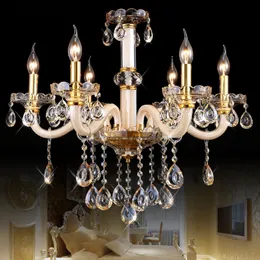 Bursztynowy europejski kryształowy żyrandol Highgrade Candle Crystal lampa atmosfera lampa salonowa restauracja sypialnia kryształowy żyrandol LED