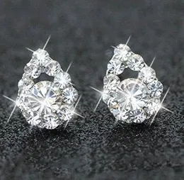 Silver Plated Rhinestone Diamond Earrings Bridal Jewelry Wedding Earrings Evening Party Jewelry Women Prom South Korea's anti allergic Star