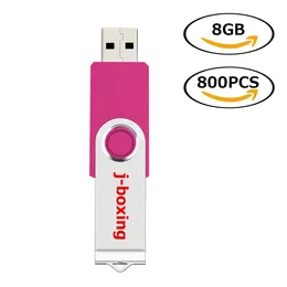 Bulk 800st 8 GB USB Flash Drives Metal Rotating Memory Sticks Swivel USB Pen Drive Thumb STRAGE LED Indikator för dator bärbar tablett