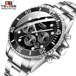 トップラグジュアリーブランドTevise Men自動機械式時計フルスチール軍事ビジネスMRISTWATCH MALE CLOCKELOGIO MASCULINO