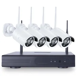 4PCS 4CH CCTV Wireless 720P NVR DVR 1.0MP IR Outdoor P2P Wifi IP Security Camera Video Surveillance - US