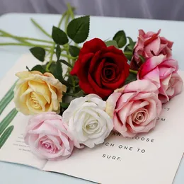 Sztuczna róża Kwiaty flanetette Wieńce Różowe Bukiety Wedding Corsage Wrist Flower Headpiece Centerpieces Home Party Decor LX1774