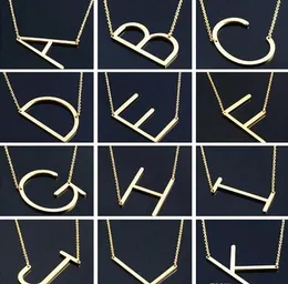 Sideways Personalized Letter Name necklace Initial Gold Silver Plated Stainless Steel Necklace Pendant For Women Best Gift GB1530