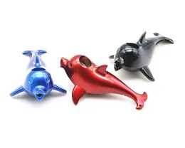 New Dolphin Metal Pipes Portable Hand Pipe With Screen Hookah Bong Herb Cigarette Shisha Smoking Pipe Accessories Filter Tips